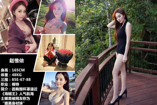 模特赵惟依走红就是因为胸 有“娜美身材妹”的称号