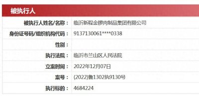 ​强制执行超468万元，金锣集团又成被执行人